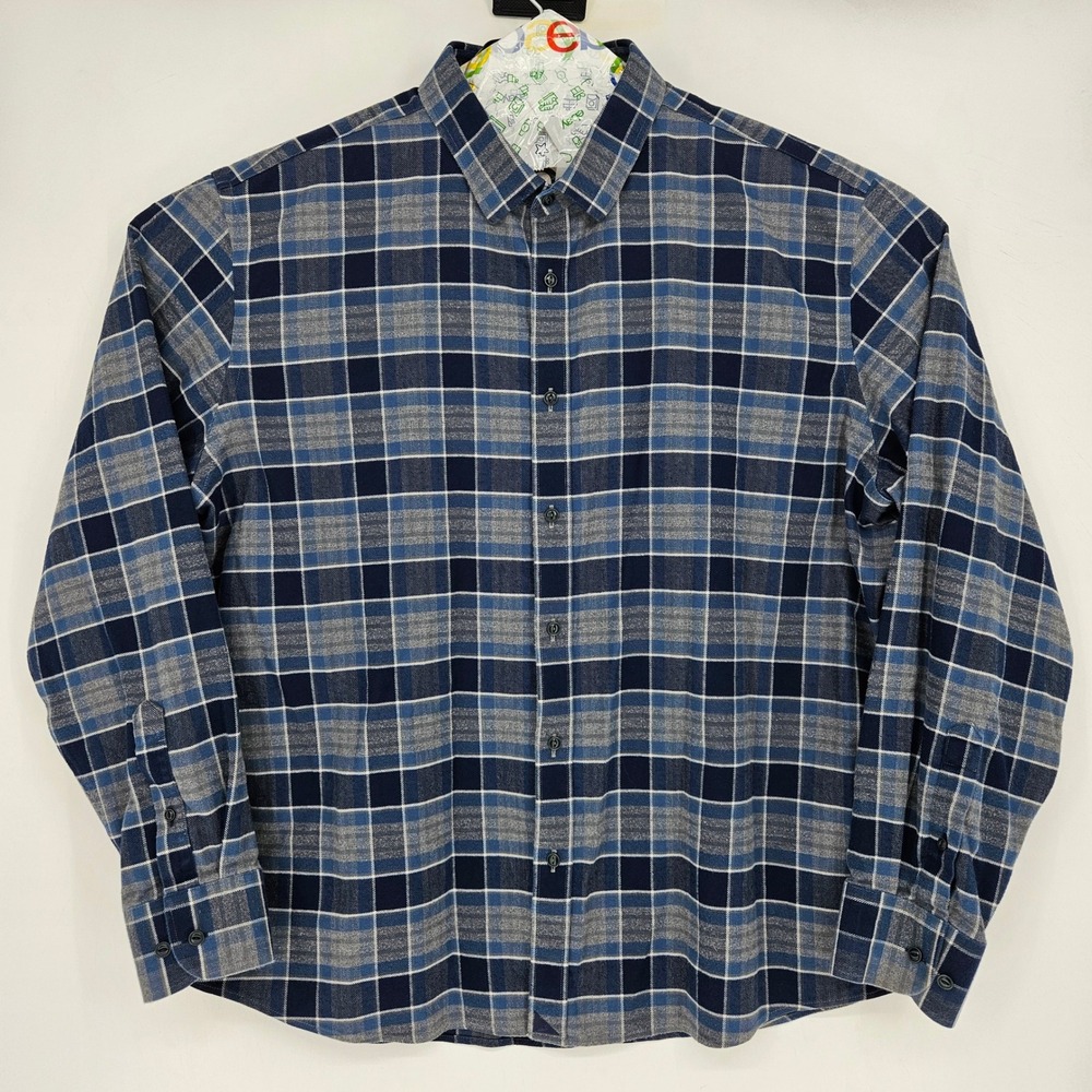 Untuckit Shirt Mens XXXL Sonoraan Button Up Casual Preppy Blue Plaid Long Sleeve